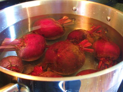 blanch beets in a pot.